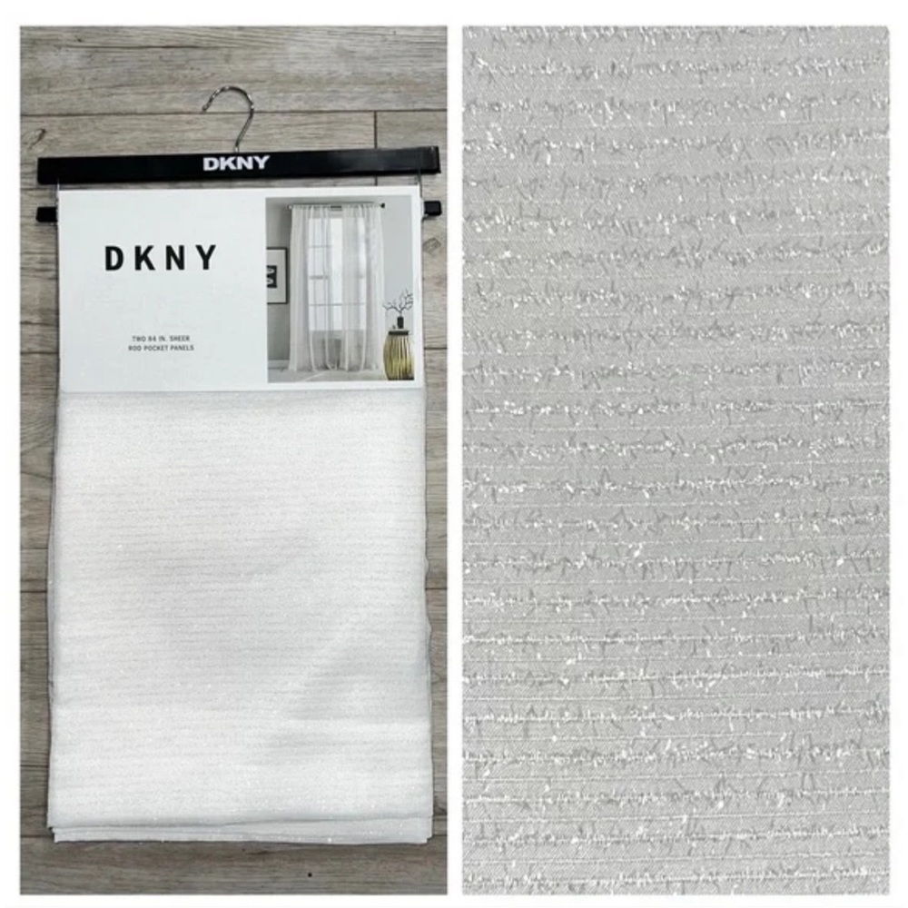 NEW DKNY 50x84 City Flirt White Sheer Drapes